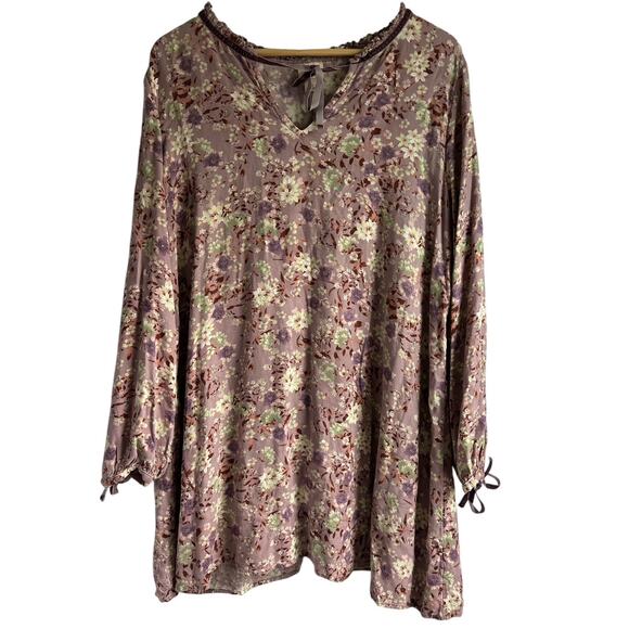 Mossimo Supply Co Women’s Size XXL Antique Floral Tunic Dress with Velvet‎ Trim - Picture 1 of 7